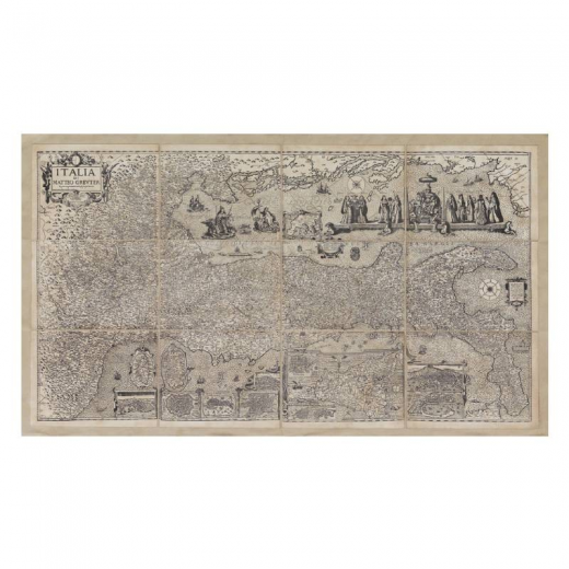 Mappa Italia di Matteo Greuter 104x57 cm in Tela Antica