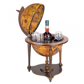 Bar Tischglobus mit Fuß aus Holz "Nano"